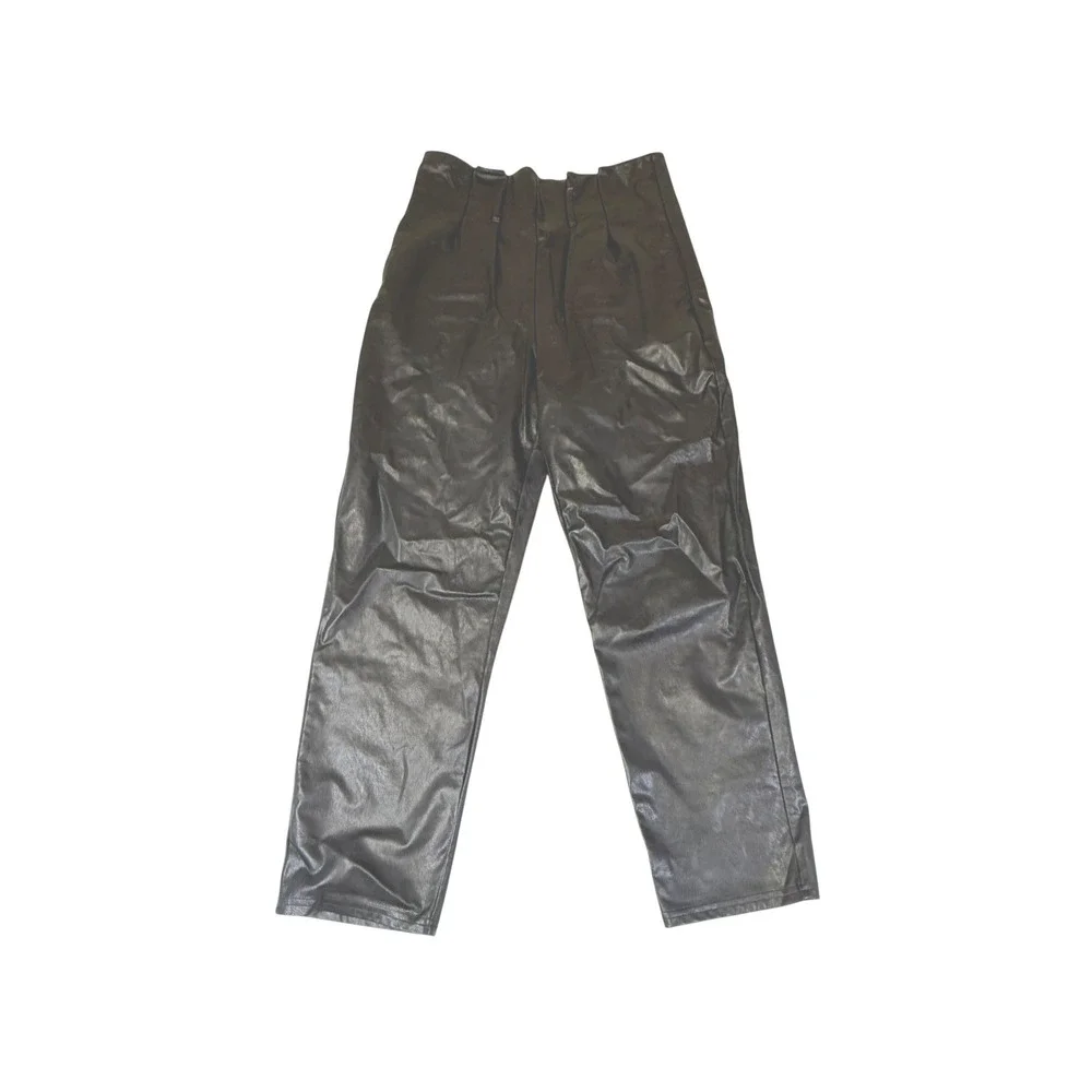 Commando Faux Leather High Waisted Pleated Trousers Pants Black Size S